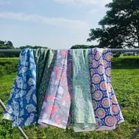 RomioRi・ヘアターバン、テーブルセンター にもなるちょっと長めの 手ぬぐい/インドハンドブロックプリント 植物染料