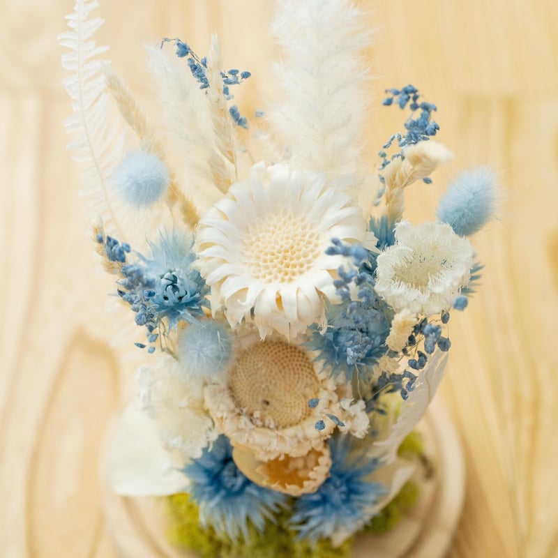 ガラスドーム ドライフラワーアレンジメント Blue | Juillet online shop