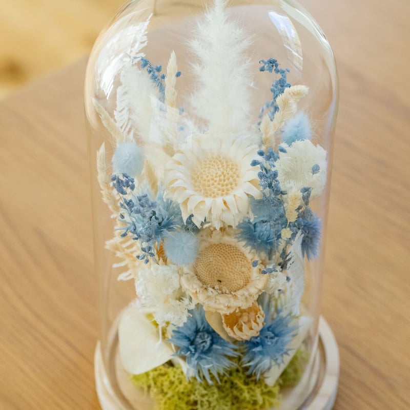 ガラスドーム ドライフラワーアレンジメント Blue | Juillet online shop