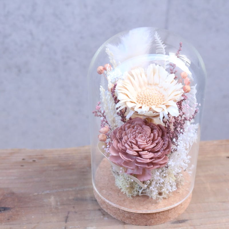 ドライフラワー ガラスドーム アレンジメント Pink | Juillet online shop 