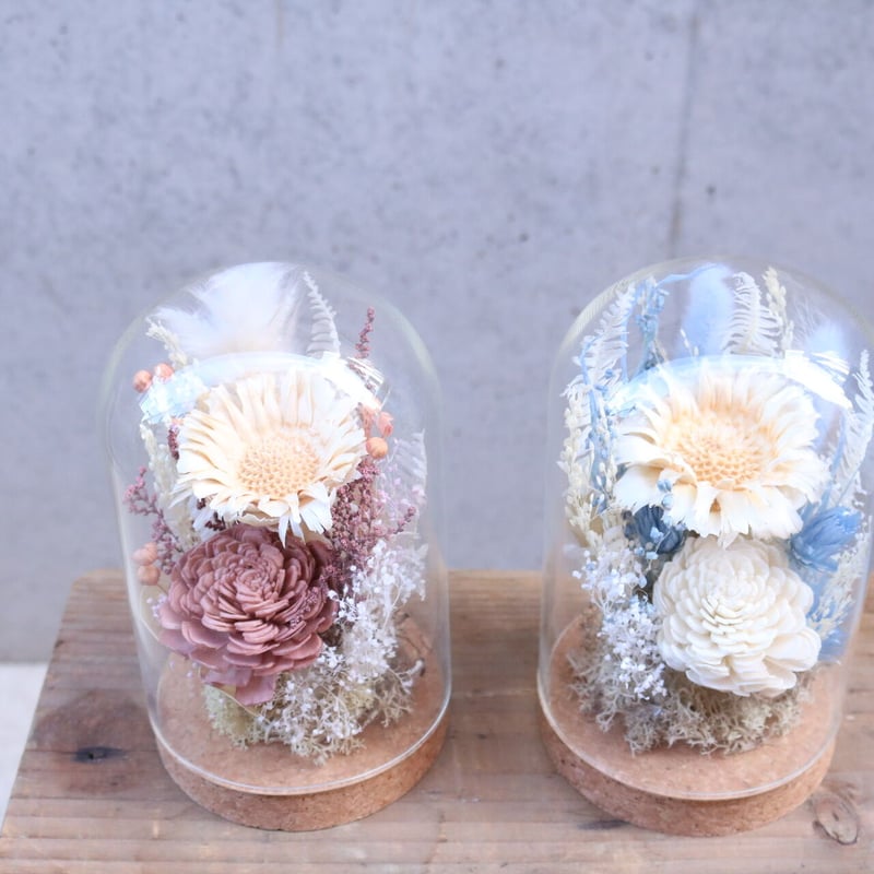 ドライフラワー ガラスドーム アレンジメント Pink | Juillet online shop