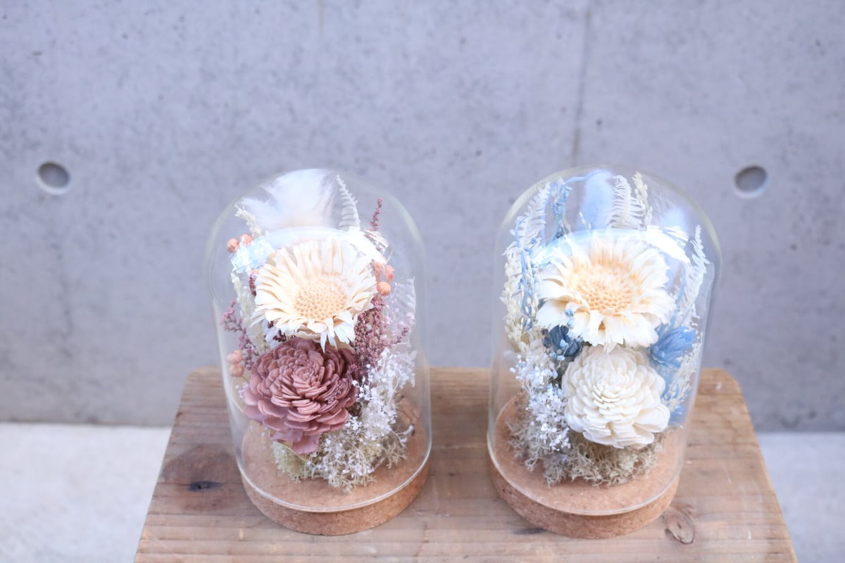 ドライフラワー ガラスドーム アレンジメント Pink | Juillet online shop