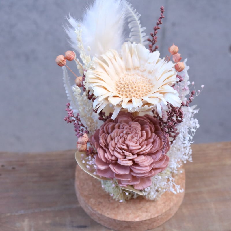 ガラスドーム☆ドライフラワーアレンジメント | 田舎の花屋べる