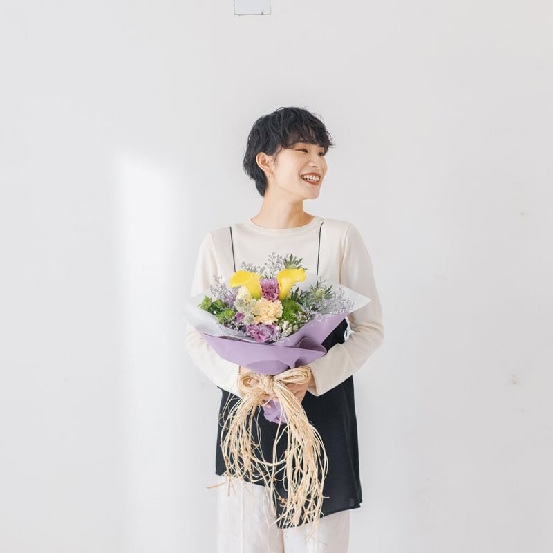 アーティフィシャルフラワー　ブーケ　パープル　ブルー　ホワイト　イエロー アーティフィシャルフラワー ブーケ パープル ブルー ホワイト