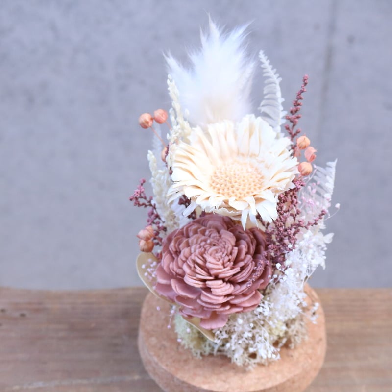 ドライフラワー ガラスドーム アレンジメント Pink | Juillet online shop