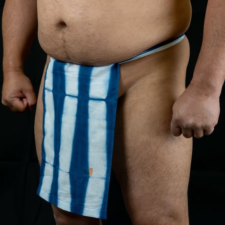 割褌 藍絞染 竹縞  WARI INDIGO TIE-DYE BAMBOO STRIPE