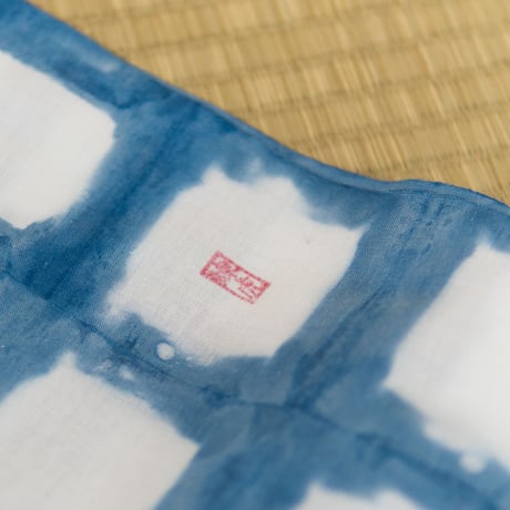 六尺褌 2/3巾 藍絞染 ムラ格子  ROKUSHAKU width2/3 INDIGO TIE-DYE CHECK