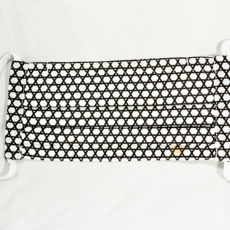 マスク 籠目紋 白 PLEATED MASK BASKET PATTERN WHITE