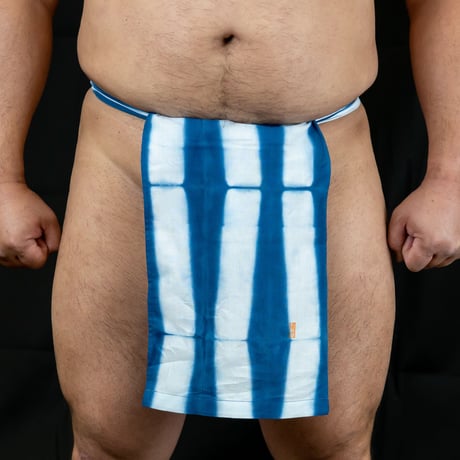 割褌 藍絞染 竹縞  WARI INDIGO TIE-DYE BAMBOO STRIPE