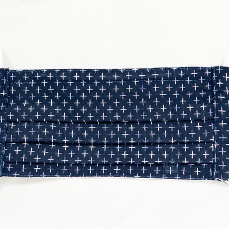 マスク 刺し子 紺 PLEATED MASK STITCH NAVY
