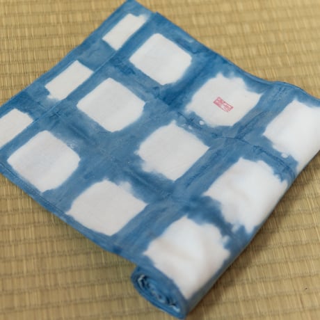 六尺褌 2/3巾 藍絞染 ムラ格子  ROKUSHAKU width2/3 INDIGO TIE-DYE CHECK