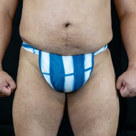 六尺褌 2/3巾 藍絞染 竹縞  ROKUSHAKU width2/3 INDIGO TIE-DYE BAMBOO STRIPE