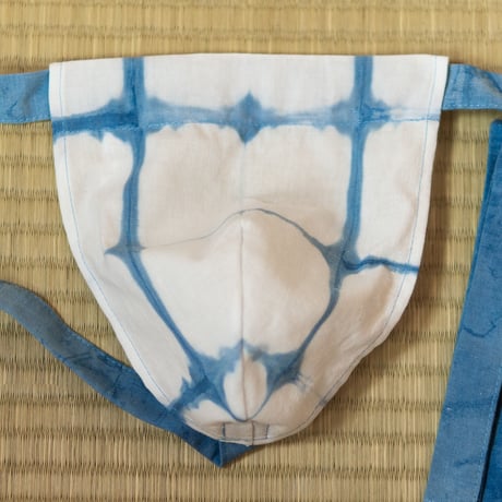 黒猫褌 藍絞染 ムラ格子  KURONEKO INDIGO TIE-DYE CHECK