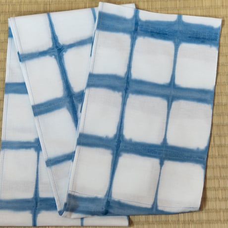 練虎褌 藍絞染 ムラ格子  NERITRA INDIGO TIE-DYE CHECK