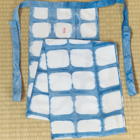 越中褌 藍絞染 ムラ格子  ETTYU INDIGO TIE-DYE CHECK