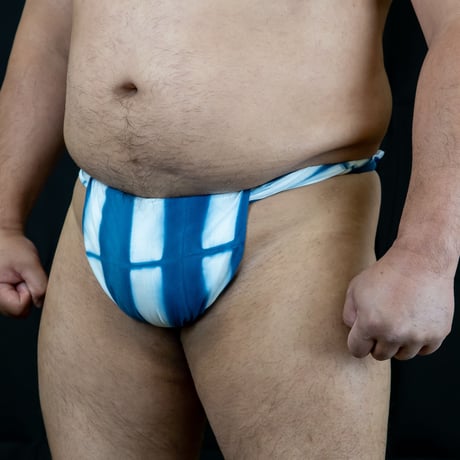 六尺褌 2/3巾 藍絞染 竹縞  ROKUSHAKU width2/3 INDIGO TIE-DYE BAMBOO STRIPE