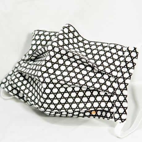 マスク 籠目紋 白 PLEATED MASK BASKET PATTERN WHITE