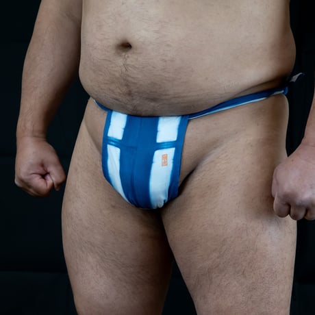 練虎褌 藍絞染 竹縞  NERITRA INDIGO TIE-DYE BAMBOO STRIPE