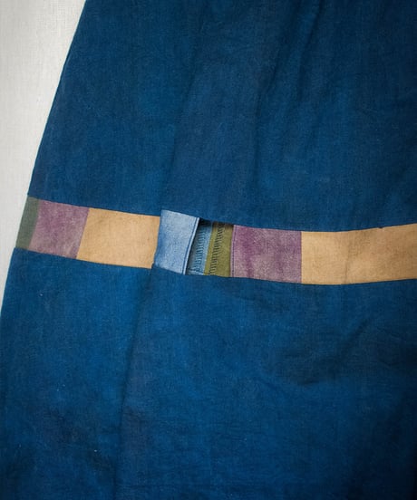Vegetable Dyed Tucked Flared Skirt (Navy Msize)