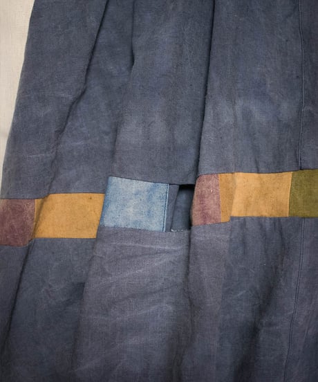Vegetable Dyed Tucked Flared Skirt (Gray Msize)