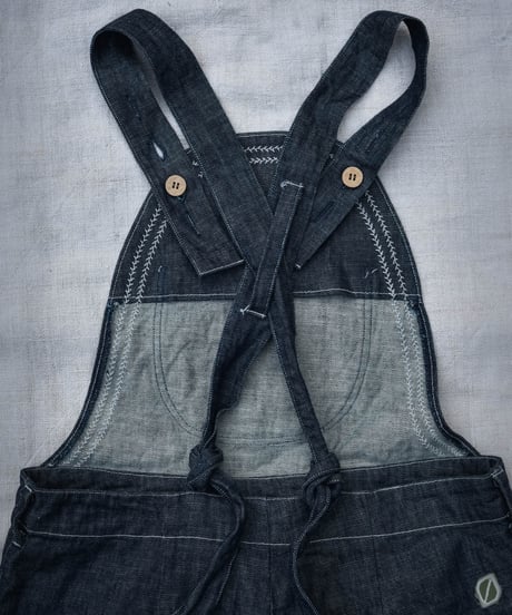 Blue denim overalls