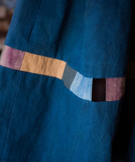 Vegetable Dyed Tucked Flared Skirt (Navy Msize)