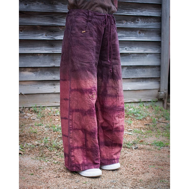 Botanic green 草木染め POT PANTS 茄紺 M（草木染め 平編みレギンス 