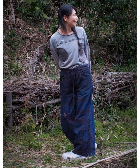 草木染め POT PANTS  茄紺 "Msize"   Vegetable-dyed POT PANTS, eggplant blue "Msize"