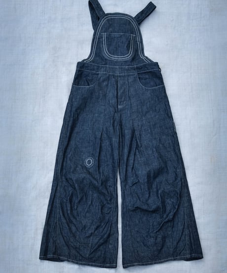 Blue denim overalls