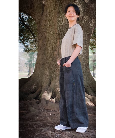 草木染め POT PANTS  灰青 "Ssize"