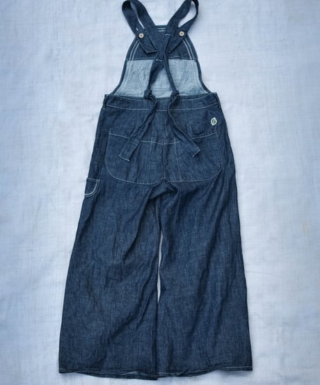 Blue denim overalls