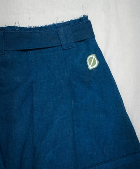 Vegetable Dyed Tucked Flared Skirt (Navy Msize)