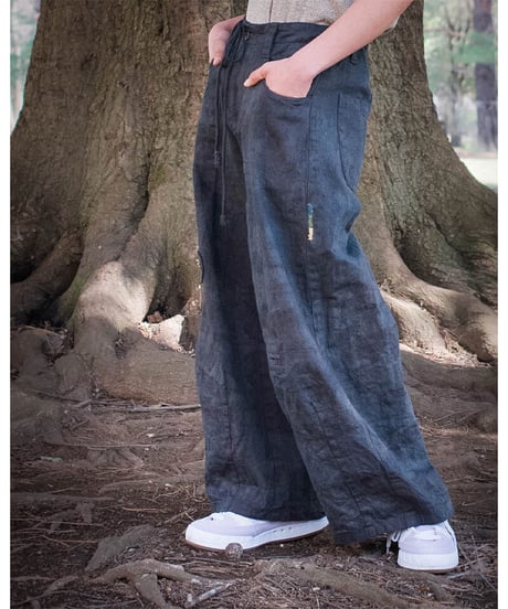 草木染め POT PANTS  灰青 "Ssize"