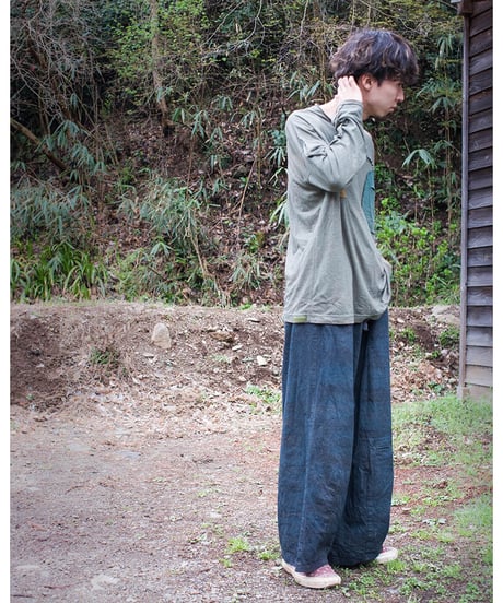 草木染め POT PANTS  灰青 "Lsize"