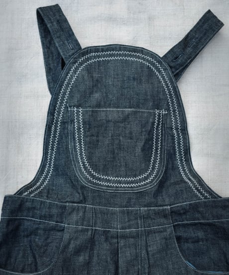 Blue denim overalls