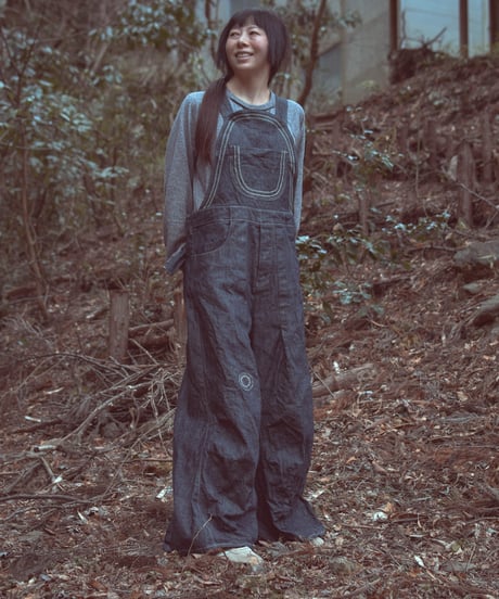 Blue denim overalls