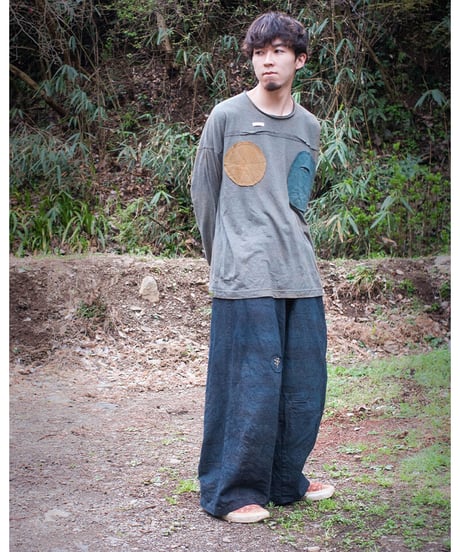 草木染め POT PANTS  灰青 "Lsize"