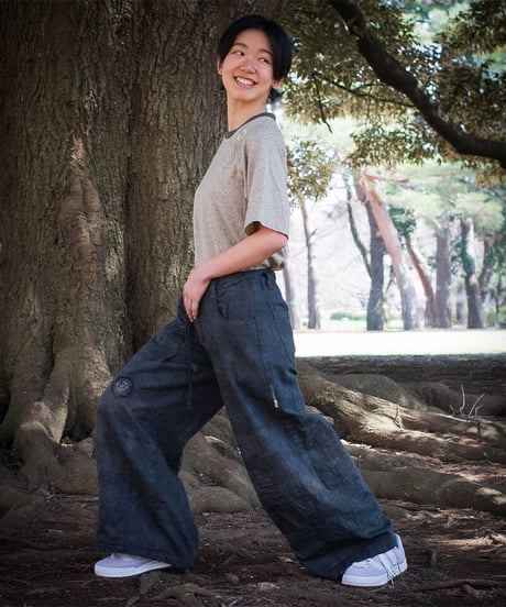 草木染め POT PANTS  灰青 "Ssize"