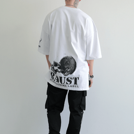 『BAUST』  シグネチャーロゴスカルショートスリーブ Tシャツ (White)