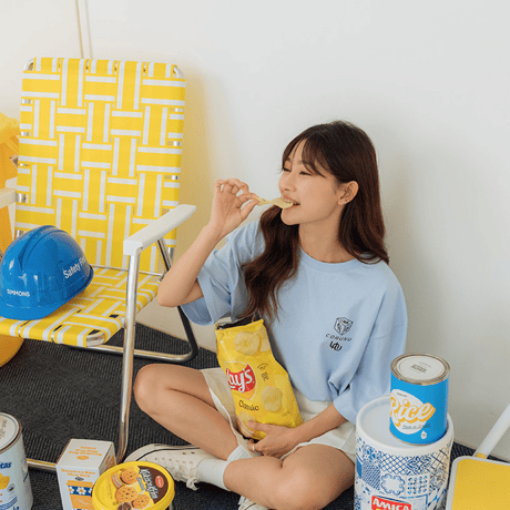 『CORUNU』  ダイス半袖 Tシャツ (Sky Blue)