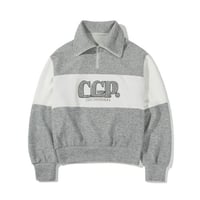 『Code:graphy』 　big collar color block knit half zip-up (Grey)