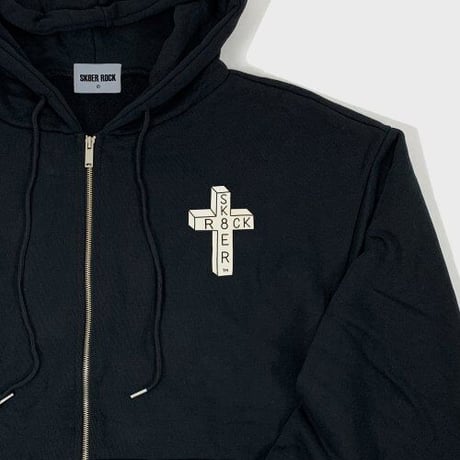 『SK8ER ROCK』 　クロスロゴヘビーバルーンフィットコットンジップパーカー (Black)