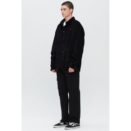 『Verynineflux』   V コーデュロイシャツジャケット (Black)