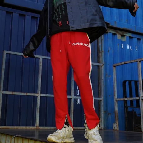 『LOUPS BLANCS』SIDE LINE ZIPPER TRACK PANTS (Red)