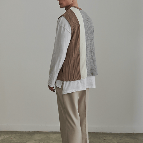 『 BY:L 』 　ファブリックミックスベスト  (Beige)