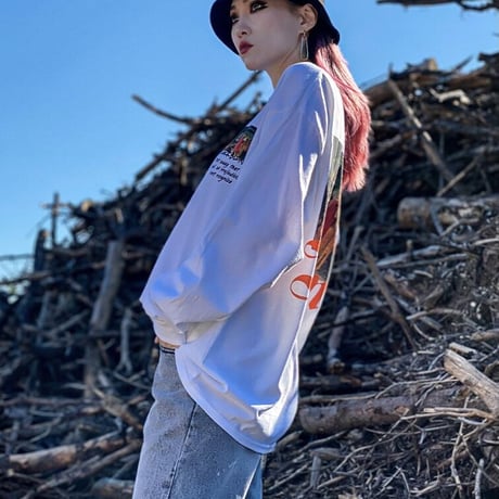 『BLACKBLOND』 　インフェルノロングスリーブ Tシャツ (White)