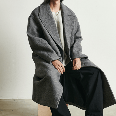 『 BY:L 』    ウールオーバーサイズダブルコート (Herringbone)