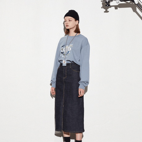 『Code:graphy』 　アースロゴロングスリーブ Tシャツ (Sky Blue)