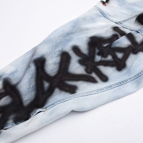 『BLACKBLOND』 　ディビジョンエンプティーロゴジップアップデニムジャケット (Charcoal)