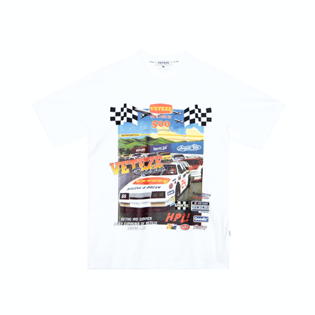 『VETEZE』 　クラシックレーシングハーフ Tシャツ  (White)